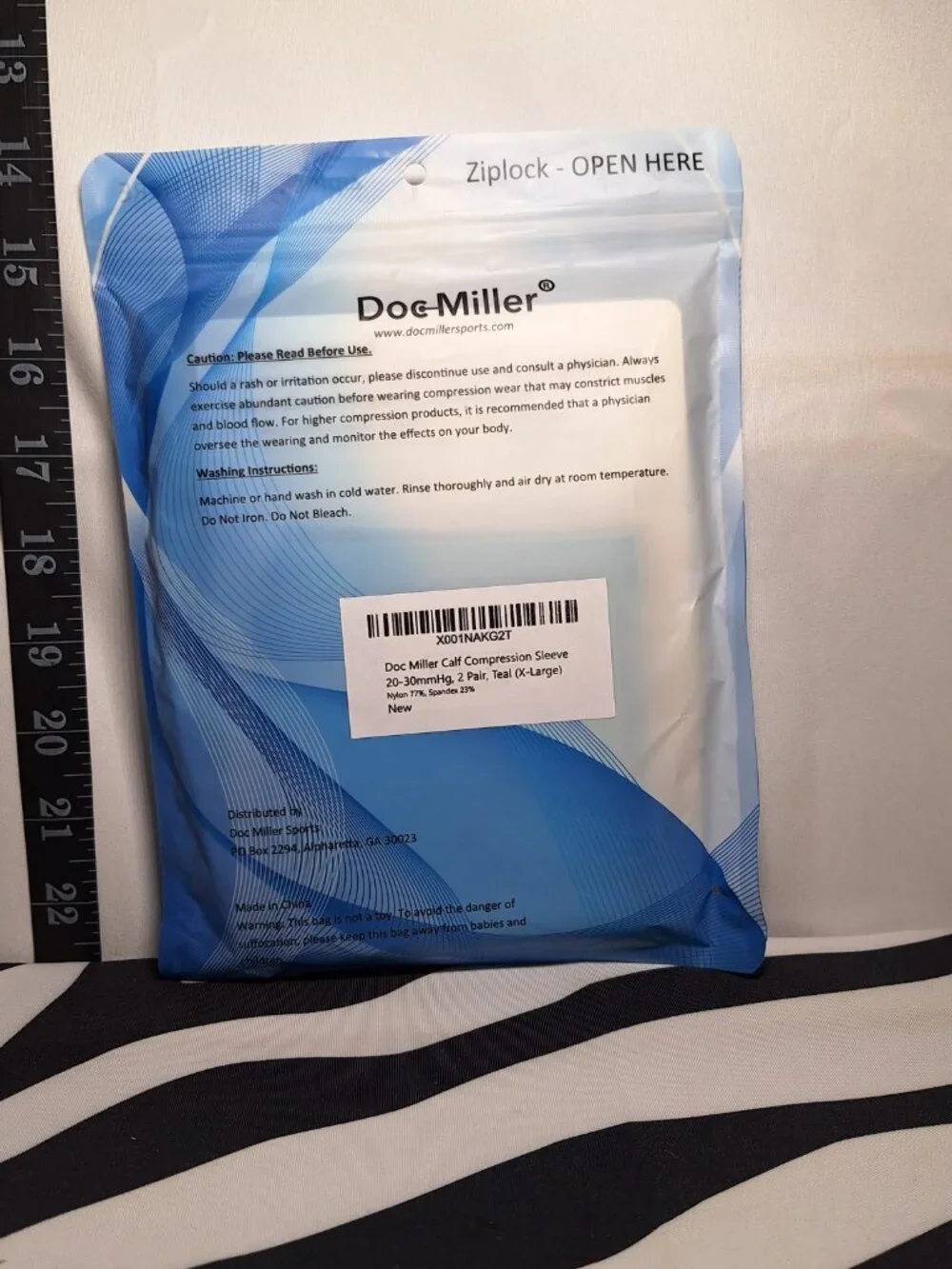 Doc Miller Compression Calf Compression Sleeve, 2 Pairs, Teal